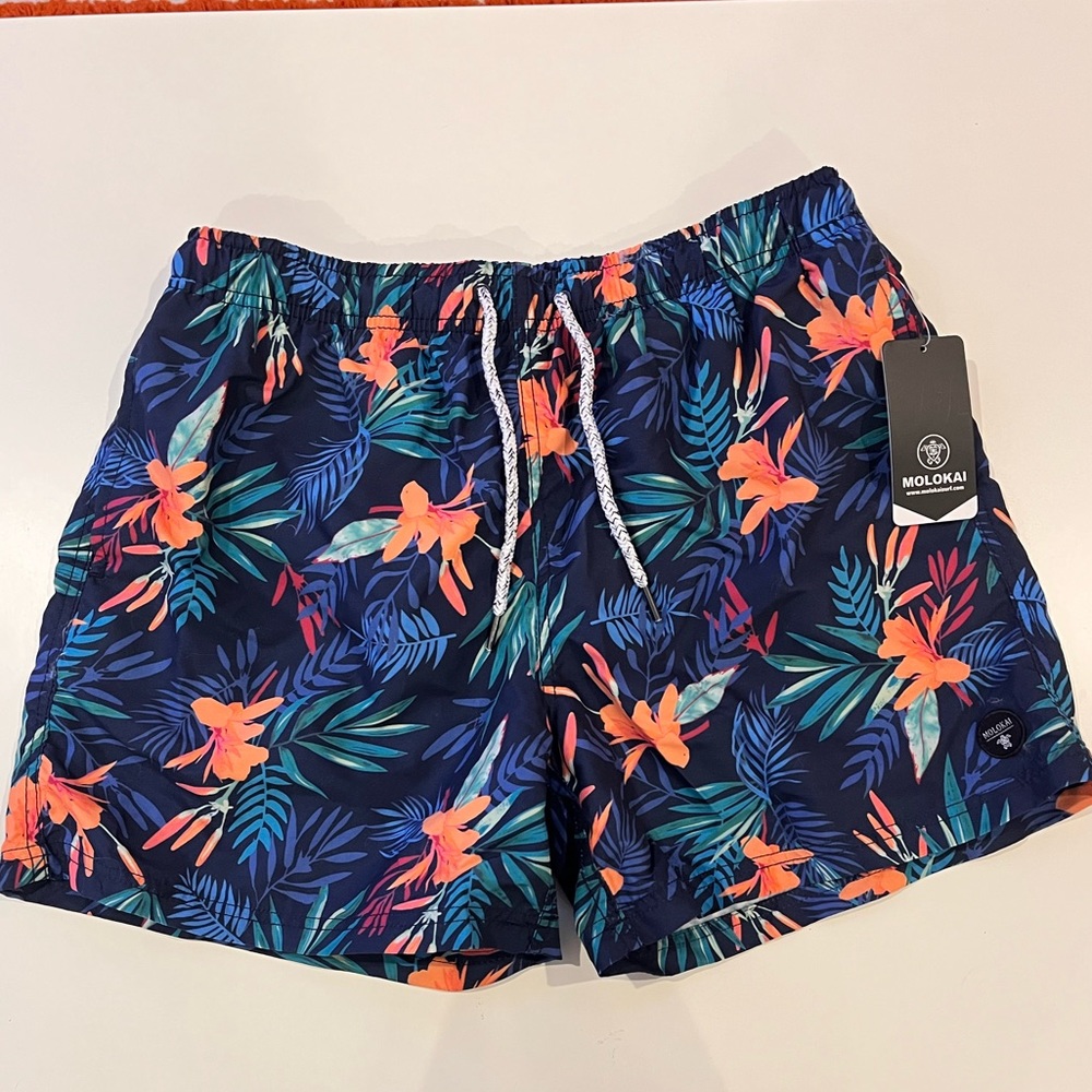 Tropical Print Swim Trunks
